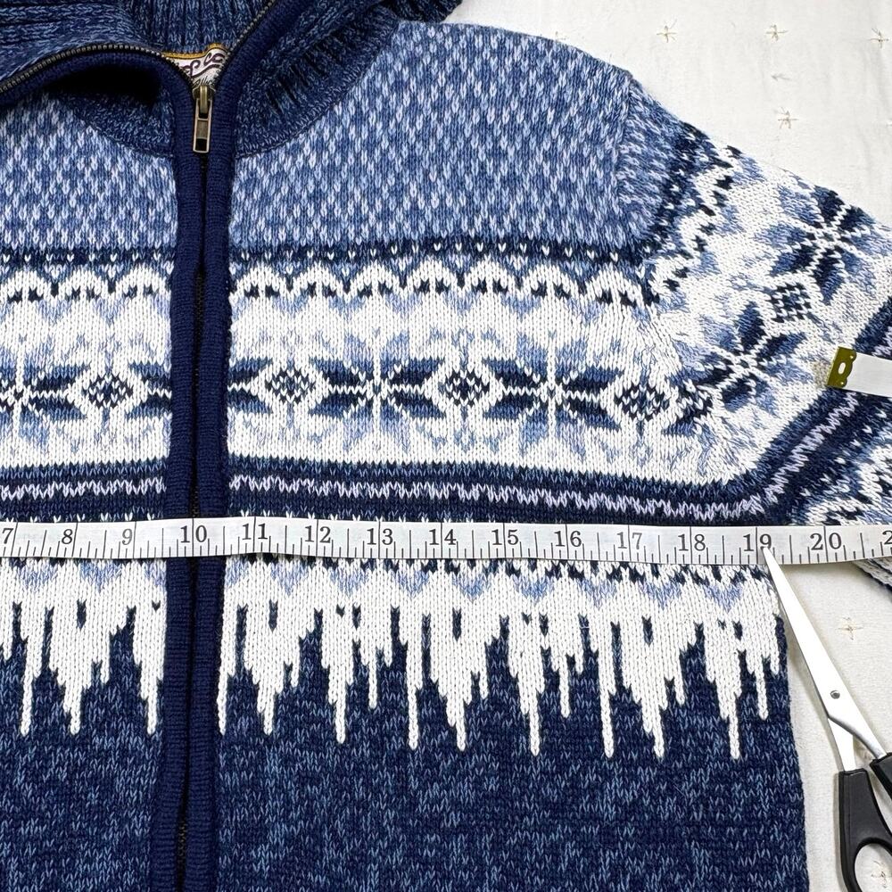 Heirloom Collectibles Vintage Hand Knit Zip Up Cardigan Sweater Women's M Blue - Picture 9 of 12